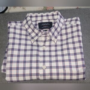 Charles Tyrwhitt Men's Blue and White Check Shirt